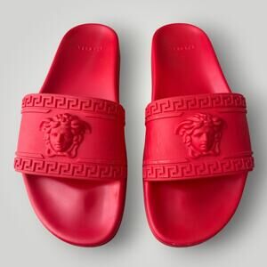 Versace Palazzo Red Rubber Slides Italian Size 41,5